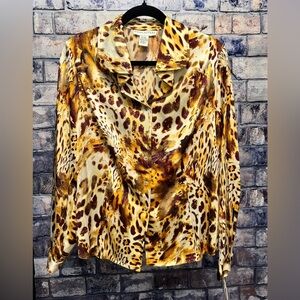 Doncaster NWT Silk/Lycra Tiger Print top blouse sz 16